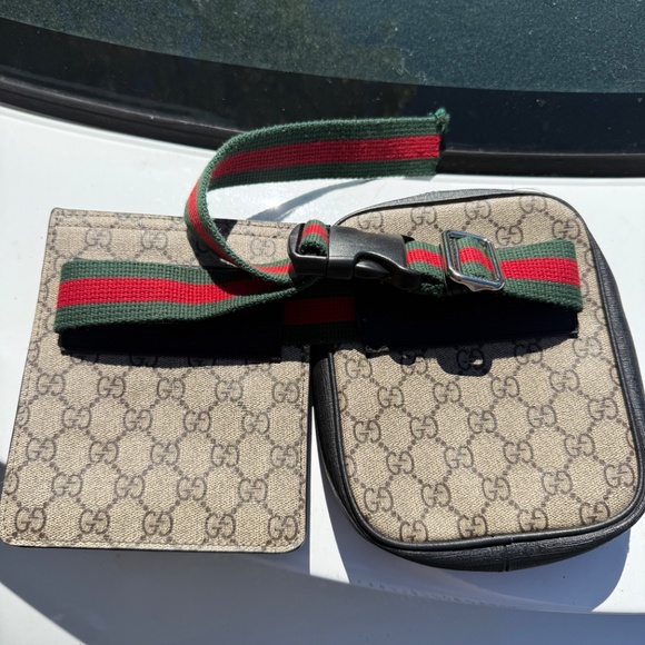 gucci gg supreme double web belt bag - Picture 2 of 4